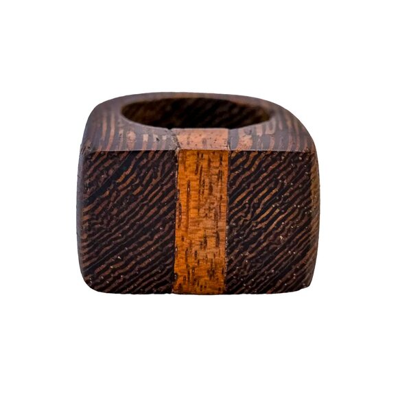 Brazilian Rose Wood and African Wenge Wood Ring -Size 7- by IO - Picture 1 of 6